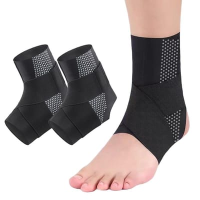 2 stuks Verbeterde Enkelbrace Enkelverstuiking TendinitisArtritis Enkelverzorging Verstelbaar Ademend Compressie Enkelmouw Wraps XL zwart