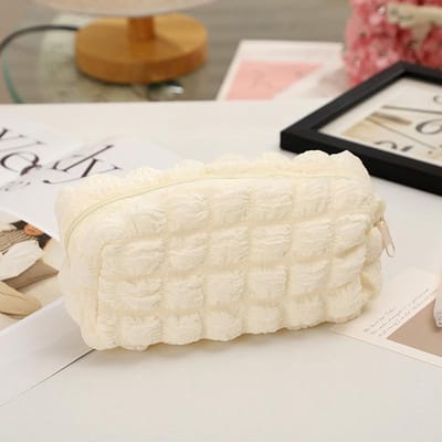 Leuke mode pluche rits potlood tas school kantoorbenodigdheden briefpapier zakje portemonnee opslag schattige make-up tassen pennenbakje beige