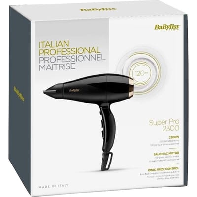 BaByliss Super Pro 2300 Föhn 6714E - Ionische anti-pluis functie - Krachtig 2300 Watt - 2 Blaasmonden