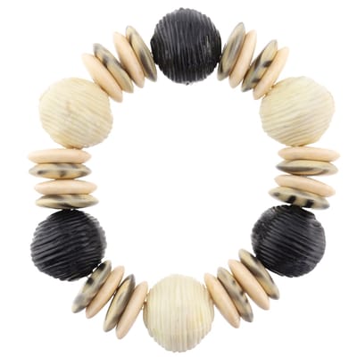 Behave - kralenarmband crème zwart - etnische look zomertrend - 16 cm