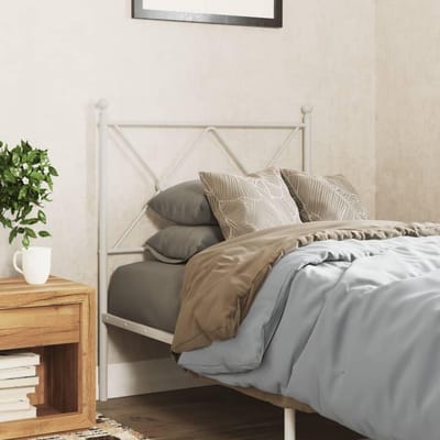 Metal Hoofdbord - Bed Rugsteun - Bed Compleet Maken - Robuuste Stalen Constructie - 97 cm - Wit