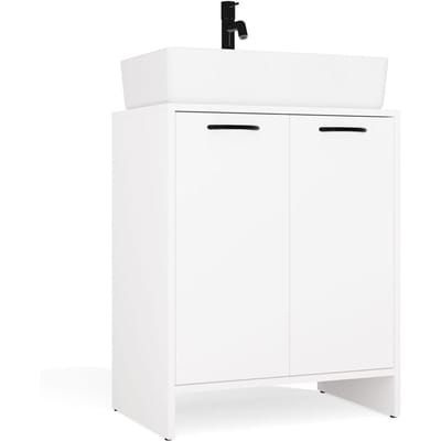 Moderne badkamerkast NINA 2DUM onder wastafel – 2 deuren, mat wit | Afm: 60x74x40 cm