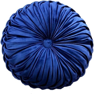 Rond Sierkussen - Decoratief Kussen - Woonkamer Decoratie - Zachte Pluche Hoes - 38 x 38 cm - Donkerblauw
