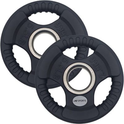 AJ-Sports Olympische Halterschijven 2,5kg - 2 stuks - Rubber - Handgrepen - 50 mm - Ø 50 mm - Zwart - Sport Gewichten voor Thuis - Geschikt voor Fitness, CrossFit & Functional Training