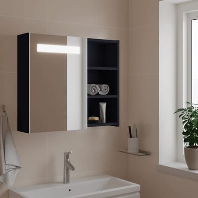vidaXL - Badkamerkast - met - spiegel - en - LED - 60x13x52 - cm - grijs