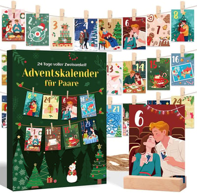 Dailygoods- Adventskalender 2025 - 24 Ervaringen - Koppels/Vrienden - Cadeau voor Twee - Houten Voet - Versterkt Verbinding - Kerstkalender