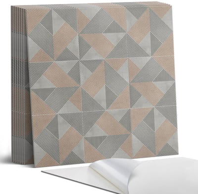 Coloray Plaktegels - Geometrisch driehoekspatroon Portugese Tegels - 30 cm x 30 cm - Grijs Plaktegels - 9 stuks - Vierkant PVC Tegels - Plaktegels Keuken - Zelfklevende Vloertegels - Vinyltegels Vloer Zelfklevend - Zelfklevende Tegels