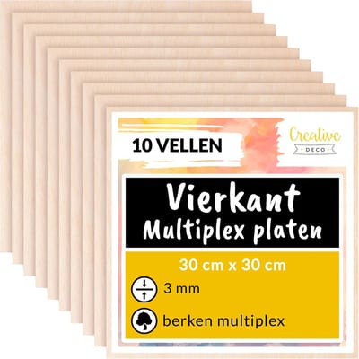 Multiplex Platen - Berkenhout Plaat - Creatieve Projecten - Baltische Berkenhoutlaag - 30x30 cm 3mm - Naturel