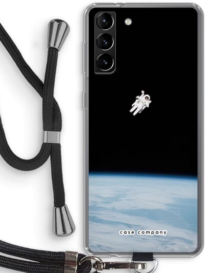 Case Company® - Hoesje met koord geschikt voor Samsung Galaxy S21 Plus hoesje met Koord - Alone in Space - Telefoonhoesje met Zwart Koord - Bescherming aan alle Kanten en Over de Schermrand