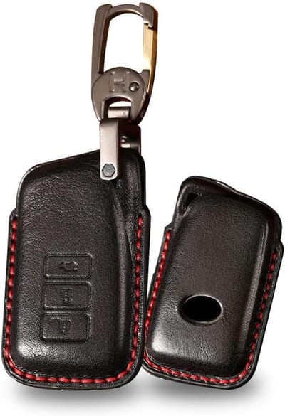 Leren autosleutelhanger voor Lexus modellen - Geschikt voor GS, GX, LX, RC, LS, NX, RX, ES - Sleutelhanger met afstandsbediening, zwart, duurzaam en stijlvol
