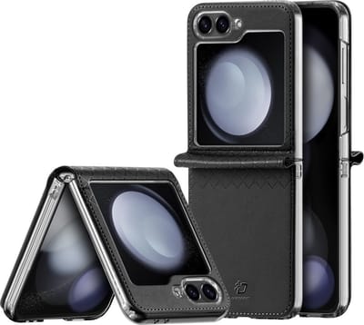 Dux Ducis Geschikt voor Samsung Galaxy Z Flip 7 FE / Z Flip6 Leren hoes - backcover - Zwart