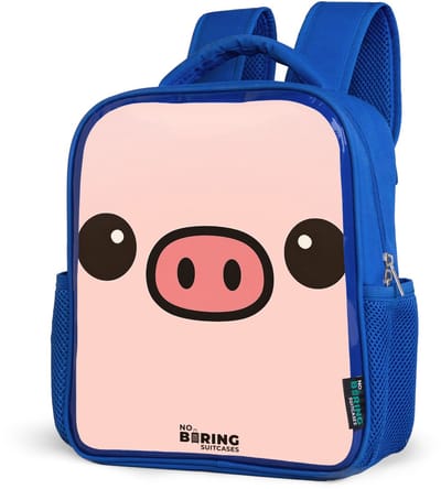 NoBoringSuitcases.com® - Rugzak blauw - Schooltas jongens - Varkensgezicht - Kinder rugtas jongen - Boekentas kind - Kinderrugzak voor school - Schoolrugzak