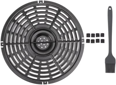 Dailygoods- Grillpan Ronde Vervanging - Roestvrij Staal - Nonstick - Inclusief Olie Borstel - Geschikt voor Barbecue - Voedselveilig 22cm - Frituurpan
