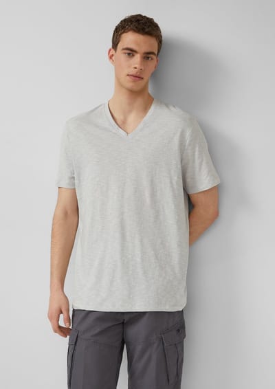 Katoenen T-shirt met V-hals en regular fit s.Oliver