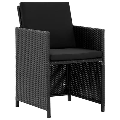 vidaXL - 9-delige - Tuinset - met - kussens - poly - rattan - zwart