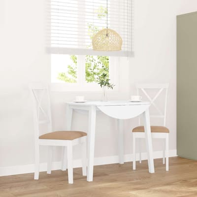 vidaXL Eetkamerstoelen met kussens 2 st massief hout rubber wit