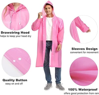 Regenjas, poncho voor volwassenen, 2 stuks herbruikbare regenjassen voor dames en heren, met capuchon en trekkoord