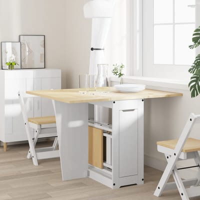vidaXL - Eettafel - Corona - inklapbaar - massief - grenenhout - wit
