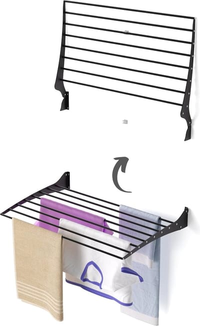 Inklapbaar Wanddroogrek - Space-saving Verticale Droger voor Binnen en Buiten - Aluminium en Roestvrij Staal 82x50x50 cm