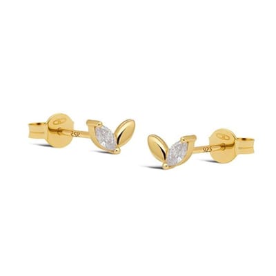 Karma Oorknoppen Zirkonia Leaf Iris Goud