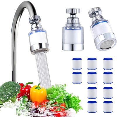 Dailygoods- Waterfilter 360 Graden Draaibaar - Kraanfilter - Hard Water Filter - Douchefilter - Waterfilter Noodpakket - Inclusief 10 Filtercartridges