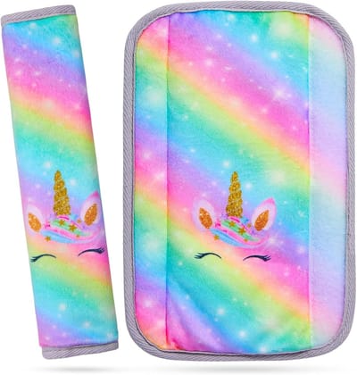 Veiligheidsgordelpads voor Kinderen - Zachte Unicorn Schouderkussens 2-Pack