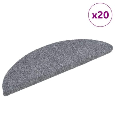 vidaXL - Trapmatten - Zelfklevend - 20 - stuks - 56x17x3 - cm - Lichtgrijs - Halfrond