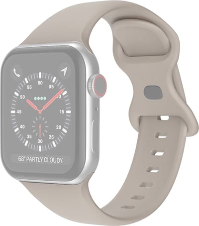 Siliconen bandje - geschikt voor Apple Watch 1/2/3/4/5/6/7/8/9/10/11/ SE (1,2,3) met maat 38 mm / 40 mm / 41 mm en 42 mm (Watch 10/11) - maat S/M - steengrijs