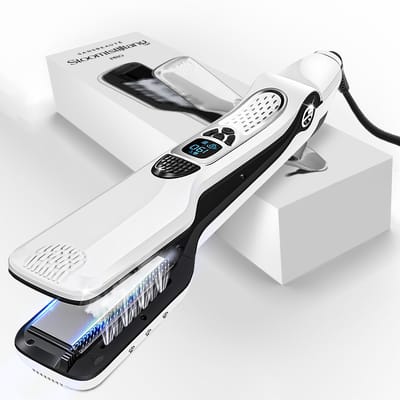 Sansbeauté® Stoomstijltang - Stoom Stijltang - Brede Platen - Professionele Stijltang 4.0 - Hair Straightener - Haartang - Haar stijltang - Lisseur Cheveux - Stoomstijltangs - Wit