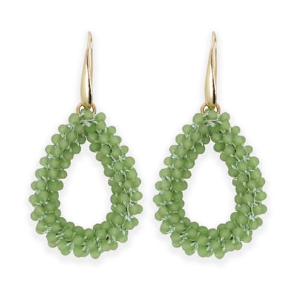 Lajetti - Druppel Oorbel Groen - Dames Oorbellen - Beaded Earrings