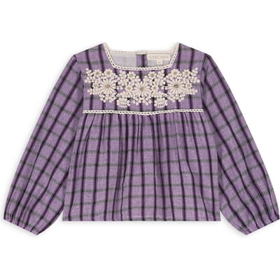 Louise Misha Blouse Carmila Purple Checks Size: 3Y | Shirts Outlet | Unisex | Paars