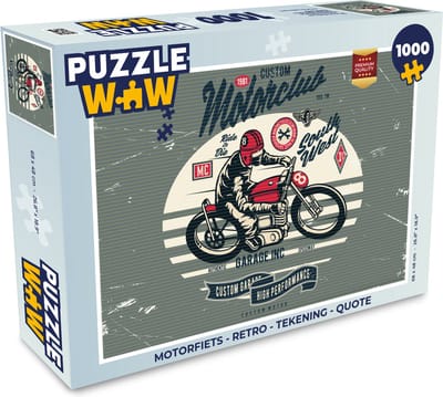 Puzzel Motorfiets - Retro - Tekening - Quote - Legpuzzel - Puzzel 1000 stukjes volwassenen
