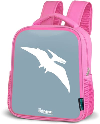 NoBoringSuitcases.com® - Rugzak roze - Schooltas meisjes - Blauw met Pteranodon dino - Kinder rugtas meisje - Boekentas kind - Kinderrugzak voor school - Schoolrugzak