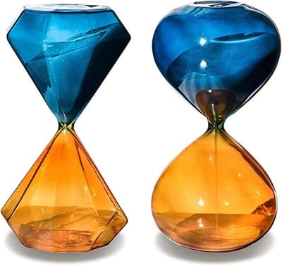 Zandloper Set - Zandklok Timer - Tijd Beheer - Waterdruppel en Diamant Vorm - Set van 2 - Blauw Oranje