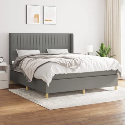 vidaXL - Boxspring - met - matras - stof - donkergrijs - 160x200 - cm