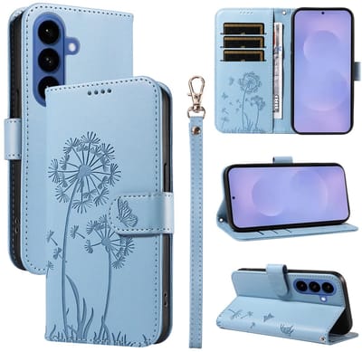 Coverup Hoesje - Geschikt voor Samsung Galaxy S26 Hoesje - Coverup Paardenbloem Book Case - Lichtblauw