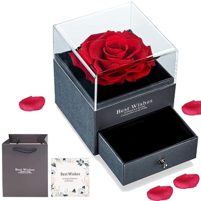 Dailygoody - Rose geschenkdoos - Eeuwige echte roos - Romantisch geschenk voor haar - Valentijnsdag - Perfect voor Moederdag - Inclusief wenskaar