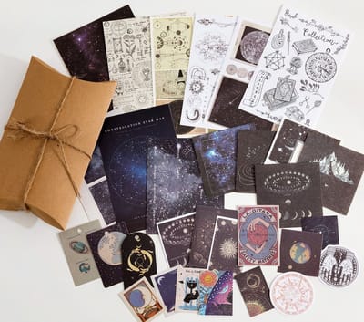 Papier en Stickerset - 8 - Set voor Bulletjournal - Scrapbook - Kaarten Maken - Vintage Papier en Stickers 30 stuks