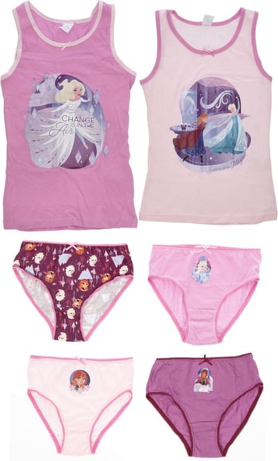Frozen Ondergoedset - Maat 134/140 - Roze- Paars - Slip - Hemd - Kind