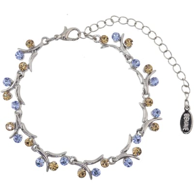 Behave – Armband – Zilverkleurig – Lichtblauw En Amberbruine Kristallen – Nikkelvrij