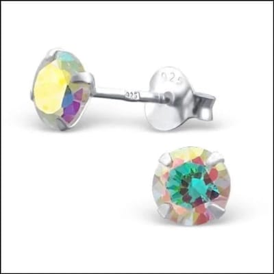Aramat Jewels | Oorbellen | Prachtige Zilveren Zirkonia Oorbellen rond | 5mm / AB Transparant | |5mm | Zilver | Kinderen, Volwassenen | Verkleurd niet