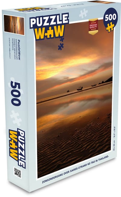 Puzzel Zonsondergang over Sairee-strand Ko Tao in Thailand. - Legpuzzel - Puzzel 500 stukjes