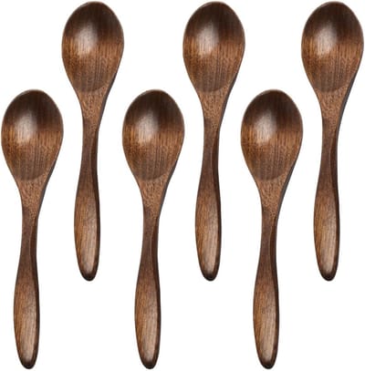 Set van 6 multifunctionele houten lepelletjes met lange handvatten voor de keuken, keukengerei en kookaccessoires