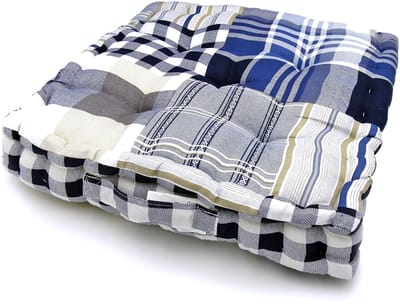 Lavandoux Vloerkussen - Box-kussen - 38 x 38 cm - Blauw - Patchwork