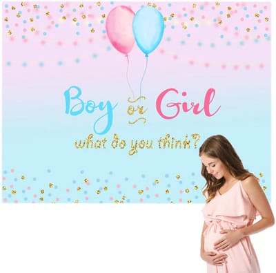 Dailygoods- Gender Reveal Decoraties - Achtergrondbanner 210cmx150cm - Fotografie - Feestdecoratie - Lichtgewicht - Vinyl Materiaal