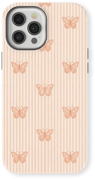 DripCase Hoesje geschikt voor iPhone 12 Pro | Happy Stripes Motief | Magnetisch Opladen | 2-in-1 Ontwerp | Vrolijke Backcover geschikt voor iPhone 12 Pro Blush Butterfly