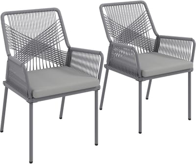 Outsunny rotan tuinstoel - PE rotan - staal - donkergrijs