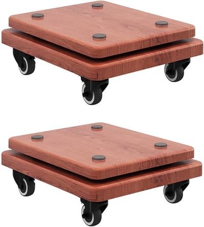 Luidspreker Isolatie Voeten - Subwoofer Stand - Verbeter Geluidskwaliteit - Met Mobiele Wielen - 35 x 35 cm - Bruin