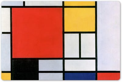 Placemats 45x30 cm - Placemat kunststof - 1 stuk - Kunst - Mondriaan - Oude meesters - Compositie 2 - Borden onderleggers - Decoratie voor op tafel - Keuken tafeldecoratie accessoires - Vinyl onderlegger - Tafelversiering