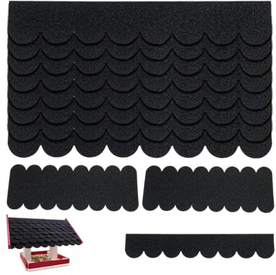 Zelfklevend dakvilt voor vogelhuisjes en insectenhotels, 32 stuks mini-dakshingles voor doe-het-zelf projecten (zwart, 30 x 5 cm en 30 x 11 cm)
